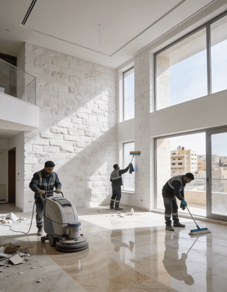 تنظيف تأسيسي بعد البناء والتشطيب