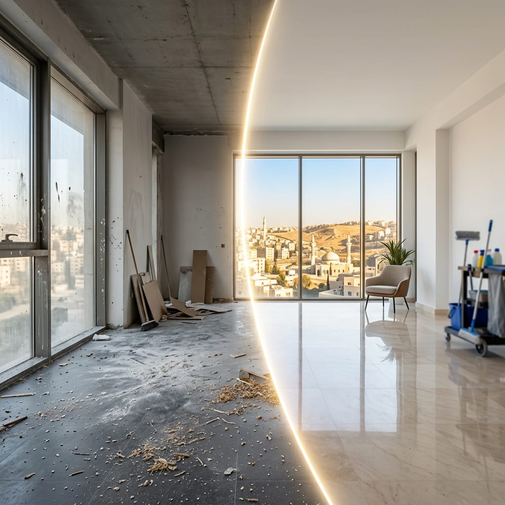 تنظيف تأسيسي بعد البناء والتشطيب في عمان: دليلك الشامل مع روعة هدف